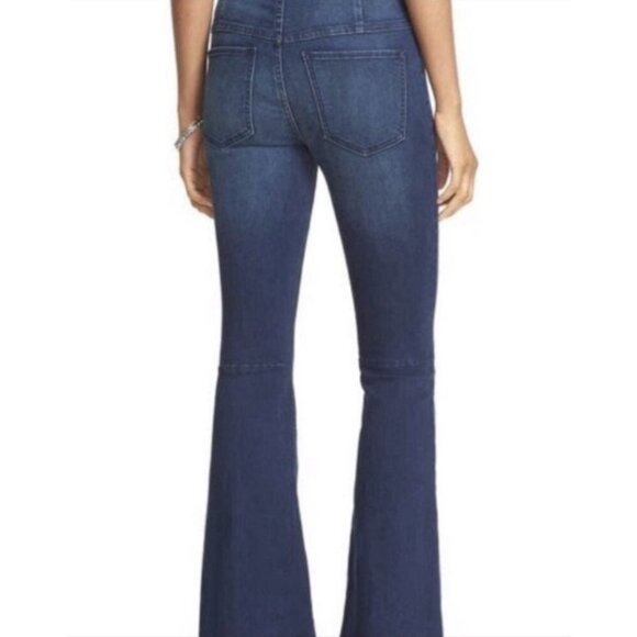 We The Free People Jeans Penny Pull On Flare Leg Size 27 Stretch Blue - Picture 2 of 12